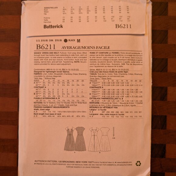 Butterick 6211 - Uncut - Retro '53 - Sizes 6-14 - Pullover Wrap Dress - Picture 2 of 3